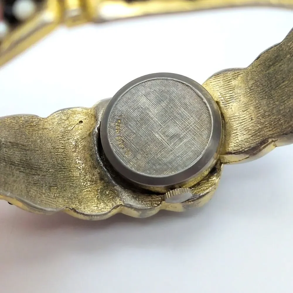 Vintage Norman Hidden Dial Beaded Clamper Bracelet Watch *As Is - Non Working